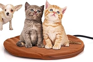 Berocia Pet Heating Pad Small for Kittens Cats Dogs Waterproof Electric 7 Level Adjustable Temperature Pet Bed Warmer Blanket with Chew Resistant Cord Soft Removable Cover (Coffee)