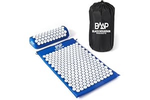 Black Mountain Products Acupressure Mat with Pillow & Carrying Bag - Acupressure Mat for Trigger Point Massage Therapy, Blue