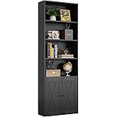 Shintenchi Bookshelf, Industrial Bookshelves and Bookcases with Doors Floor Standing 6 Shelf Display Storage Shelves 179 Cent