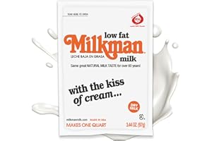 Milkman Low-Fat Milk - Instant Dry Milk Powder Packets - For Coffee, Baking, or Travel - Just Add Water, Makes One Quart - Classic, Natural Taste with the Kiss of Cream! (4 Pack)