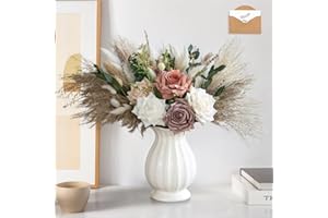 Krbnk 100pcs Artificial Flower Arrangements with Vase, Dining Table Centerpiece, Valentine's Day Pampas Grass Decor, Faux Flo