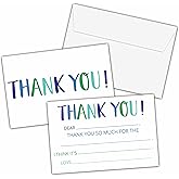 KFNER Minimal Thank You Cards, Colorful Fill In The Blank Thank You Card, Thank You Notes for Boys Girls, Birthday Party/Gender Reveal Party/Baby Shower Favors (20 Set of Cards with Envelopes) - B17