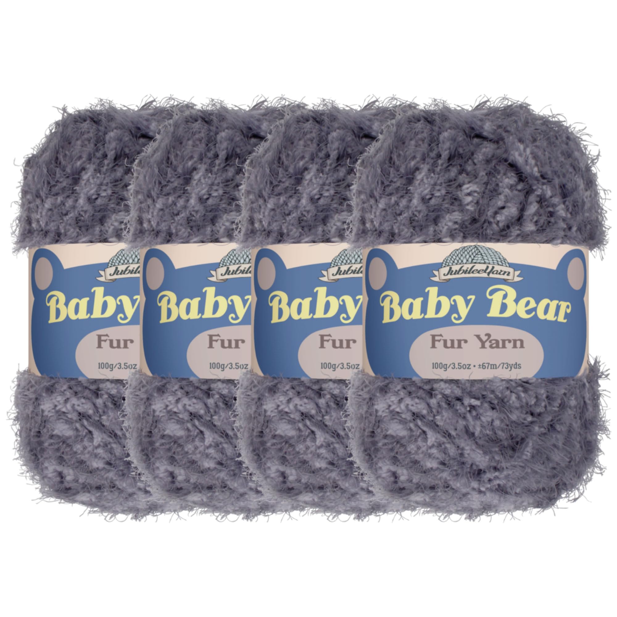 JubileeYarn Baby Bear Yarn - Chunky Weight Polyester Fur - 100g/Skein - Smoke Grey - 4 Skeins