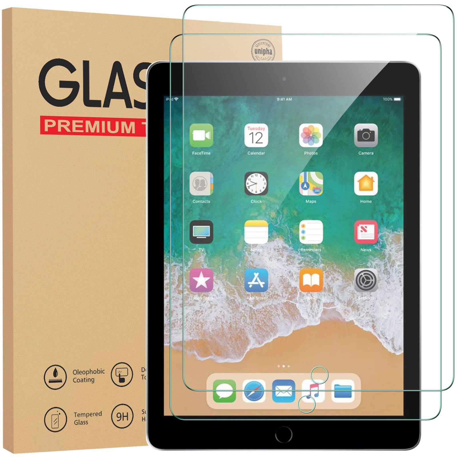 Gerutek [2 Pack Screen Protector for iPad 9.7 inch, iPad Air1,iPad Air 2,iPad Pro 9.7 Tempered Glass Film [Ultra Clear] [Anti Scratch] screen protector glass for iPad 6th/ iPad 5th Generation
