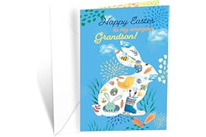 Grandson Easter Card, Prime Greetings, Made in America, Eco-Friendly, Thick Card Stock with Premium Envelope 5in x 7.75in, Packaged in Protective Mailer
