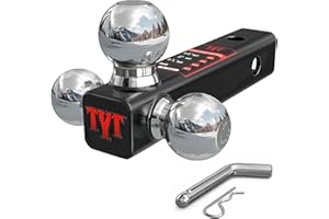 TYT Trailer Hitch Tri Ball Mount, Fits 2 inch Receiver,Triple Balls (1-7/8", 2", 2-5/16"),10,000 lbs GTW,1,000 lbs TW,with Hi