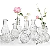 DEAYOU 10-Pack Clear Glass Bud Vases, Small Flower Vase for Centerpiece, Tiny Vases for Flowers, Mini Floral Bottle Short Vase for Decor, Tea Party, Table, Plants, Home, Wedding, Gift, Assorted Shape