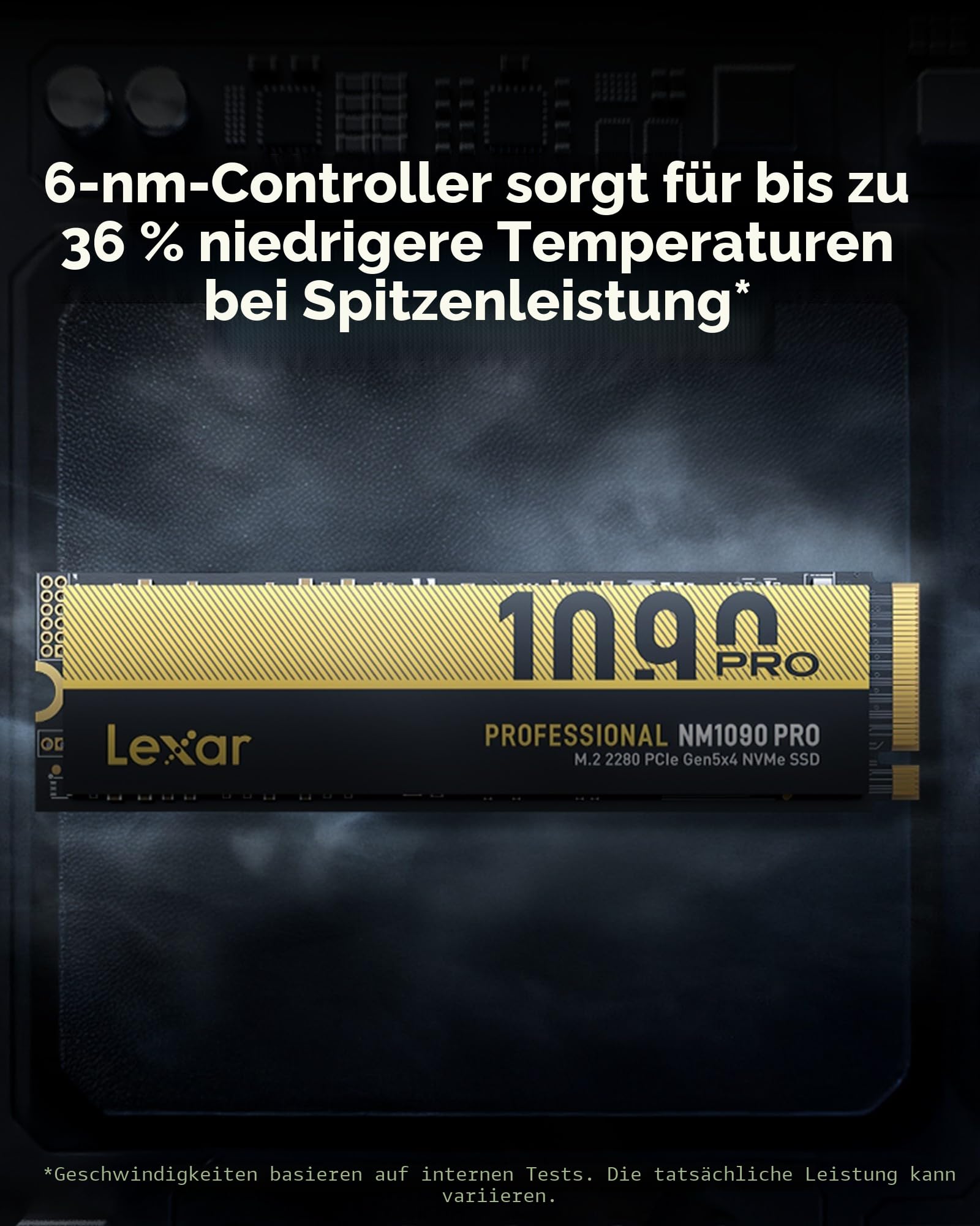 Lexar SSD 4TB PCIe 5.0 Gen5 NVMe SSD - Bis zu 14.000MB/s, Erweiterte Thermokontrolle, DirectStorage-SSD für AI-Lasten, Gaming & Content-Erstellung Laptop/PC 4