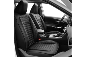 FQFZYMX Car seat Covers Compatible with Toyota RAV4 2019-2024 2025 LE XLE XLE Premium Limited Automotive Cushion Protector Replacement, Waterproof Faux Leather(Full Set, Black)