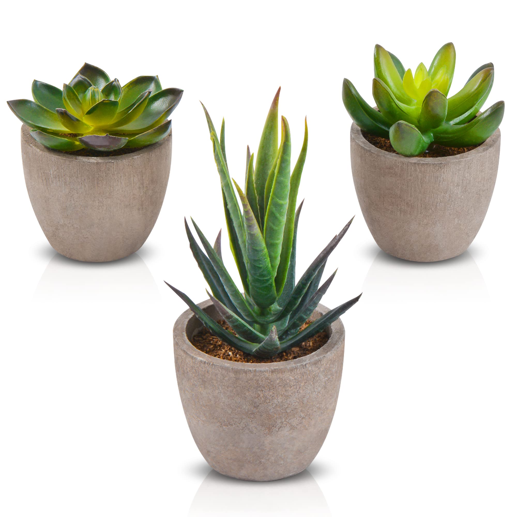 Zalava Artificial Succulent Plants, Fake Succulents Plants, Decorative Faux Succulent Plants with Pot for Wedding Office Home Garden Indoor and Outdoor Decoration (3Pcs Succulent)