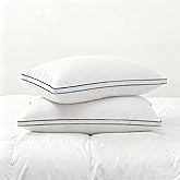 Homotive Feather Pillows King Size Set of 2 Goose Down Pillows with 100% Breathable Cotton Cover, Hotel Collection Bed Pillows for Sleeping, Soft Support for Back, Stomach and Side Sleepers