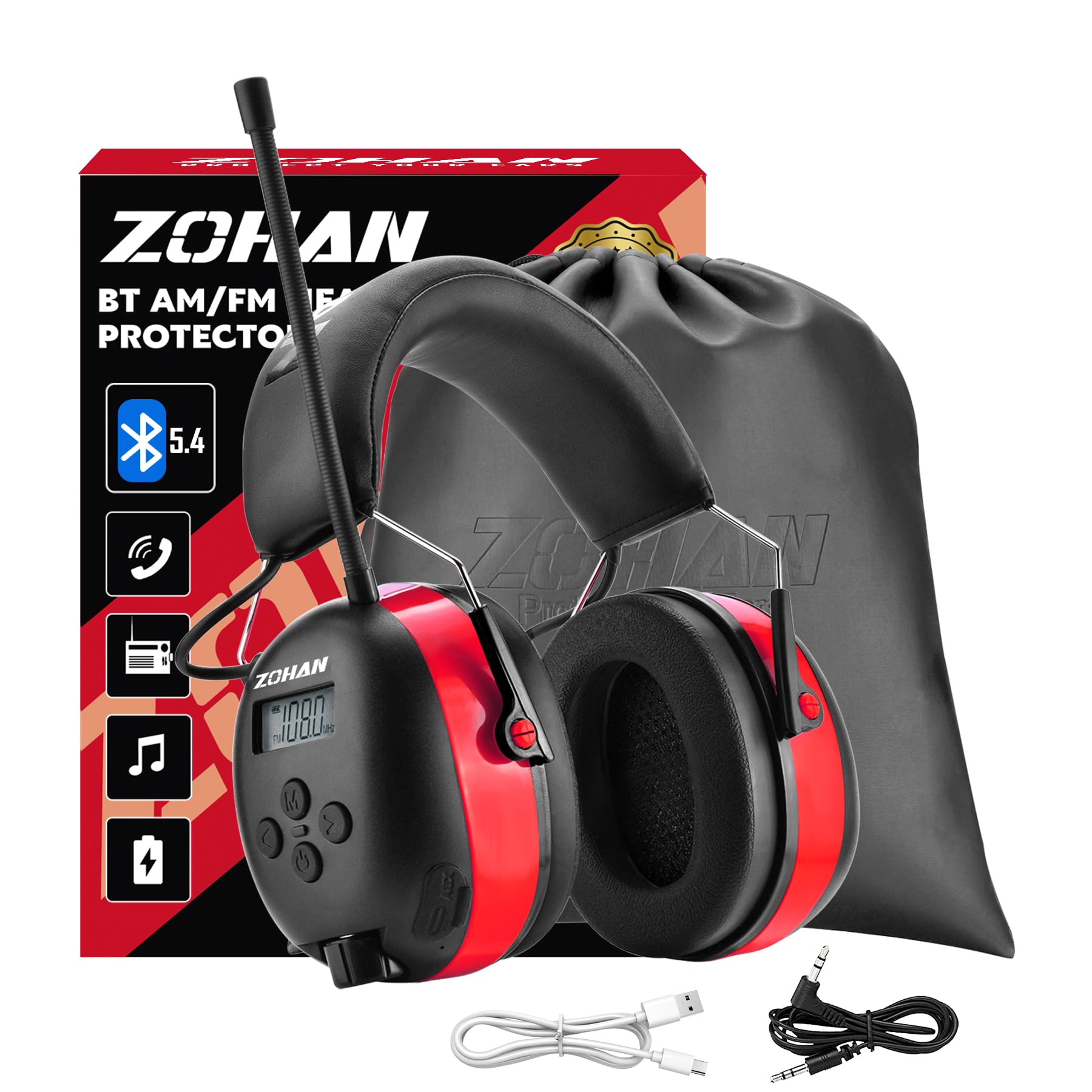 Photo 1 of ZOHAN 033 Bluetooth AM/FM Radio Headphones with 2000mAh Rechargeable Battery,25dB NRR Noise Reduction Safety Earmuffs