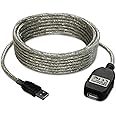 Tripp Lite USB 2.0 Hi-Speed Active Extension Repeater Cable, USB-A (M/F), 16 Feet / 4.88 Meter Cable, Daisy-Chain up to 80 Feet / 24.38 Meters, 3-Year Warranty (U026-016)