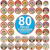 Crazy Cups Flavored Decaf Coffee Pods Variety Pack Compatible with Keurig K Cups Brewers, 80 Count, Assorted Decaffeinated Flavored Coffee Sampler