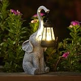 Goodeco Elephant Ornaments with Solar Lanterns 27.5cm Outdoor Garden Statue