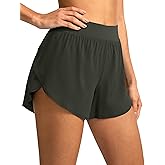 Soothfeel High Waisted Athletic Running Shorts for Women Dolphin Short High Split Quick Dry Gym Workout Shorts with Liner