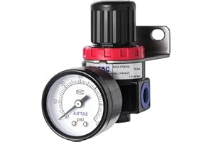 AIRVEXALON Low Pressure Air Compressor Regulator Airtac AR2000 1/4'' NPT with Bracket and Gauge 0-60 PSI Adjustable