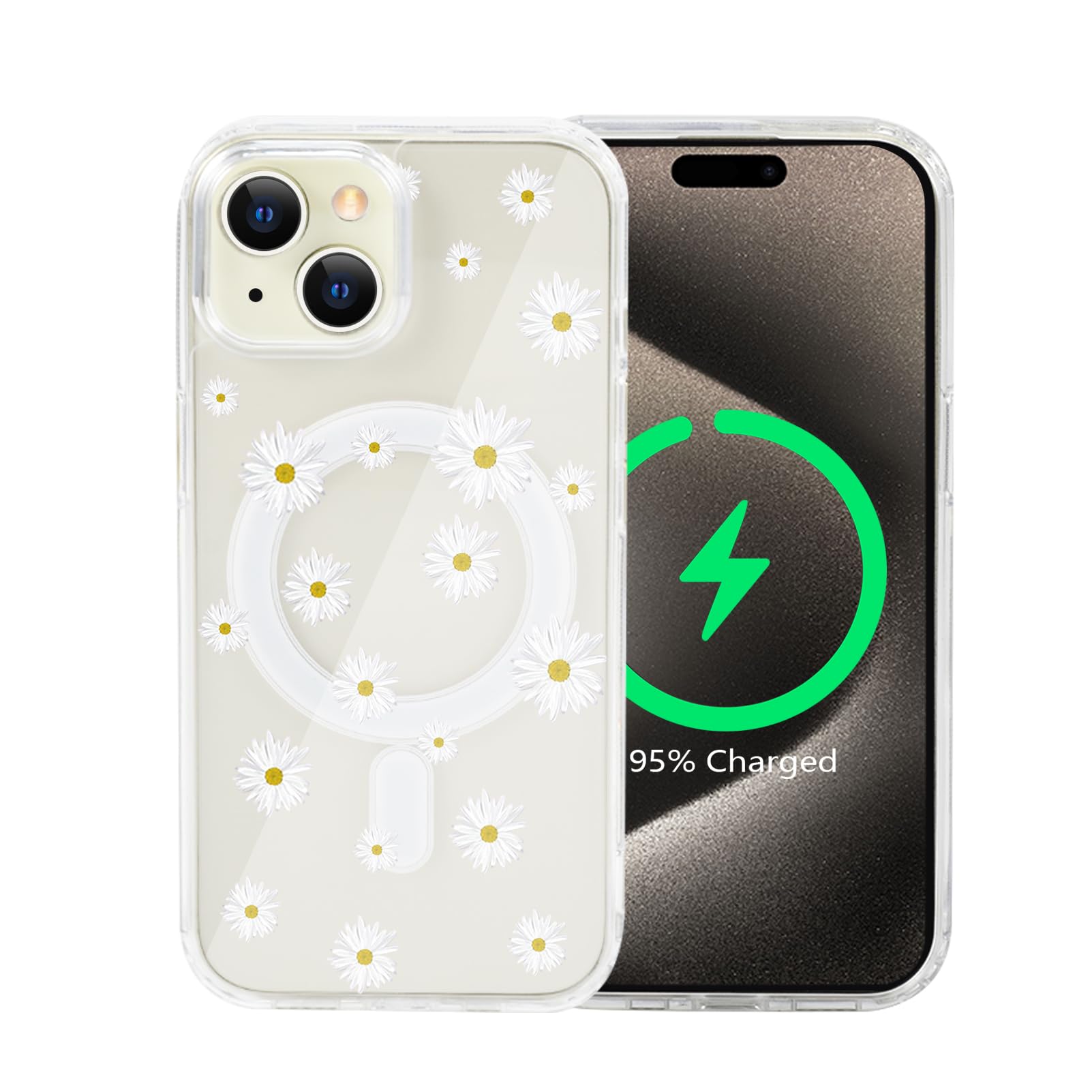 Tcaraersing Magnetic Clear Flower Case for iPhone