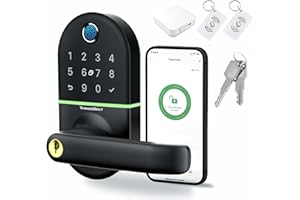 WiFi Smart Door Lock with Handle, THINGSBOLT Fingerprint Keyless Entry, Bluetooth & App Control, Alexa Compatible, Keypad & K