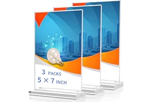 SVALOR Acrylic Sign Holder 5x7，3 Pack Vertical Clear Display Stand，Double-sided Table Top Sign Holder，Acrylic Paper Display Stand Suitable For Office, Home, Show Fair, Restaurants, Stores, Hotels