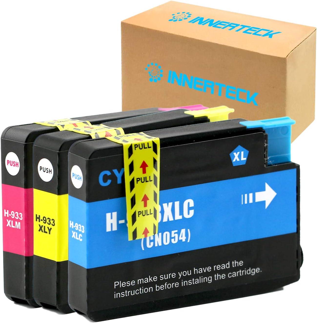InnerTeck 933 XL Color Ink Cartridges Replacement for HP 933XL 933 XL Ink Cartridges (1 Cyan 1 Magenta 1 Yellow),Work with Officejet 6100 6600 6700 7510 7612 7610 7110 7512 Printers