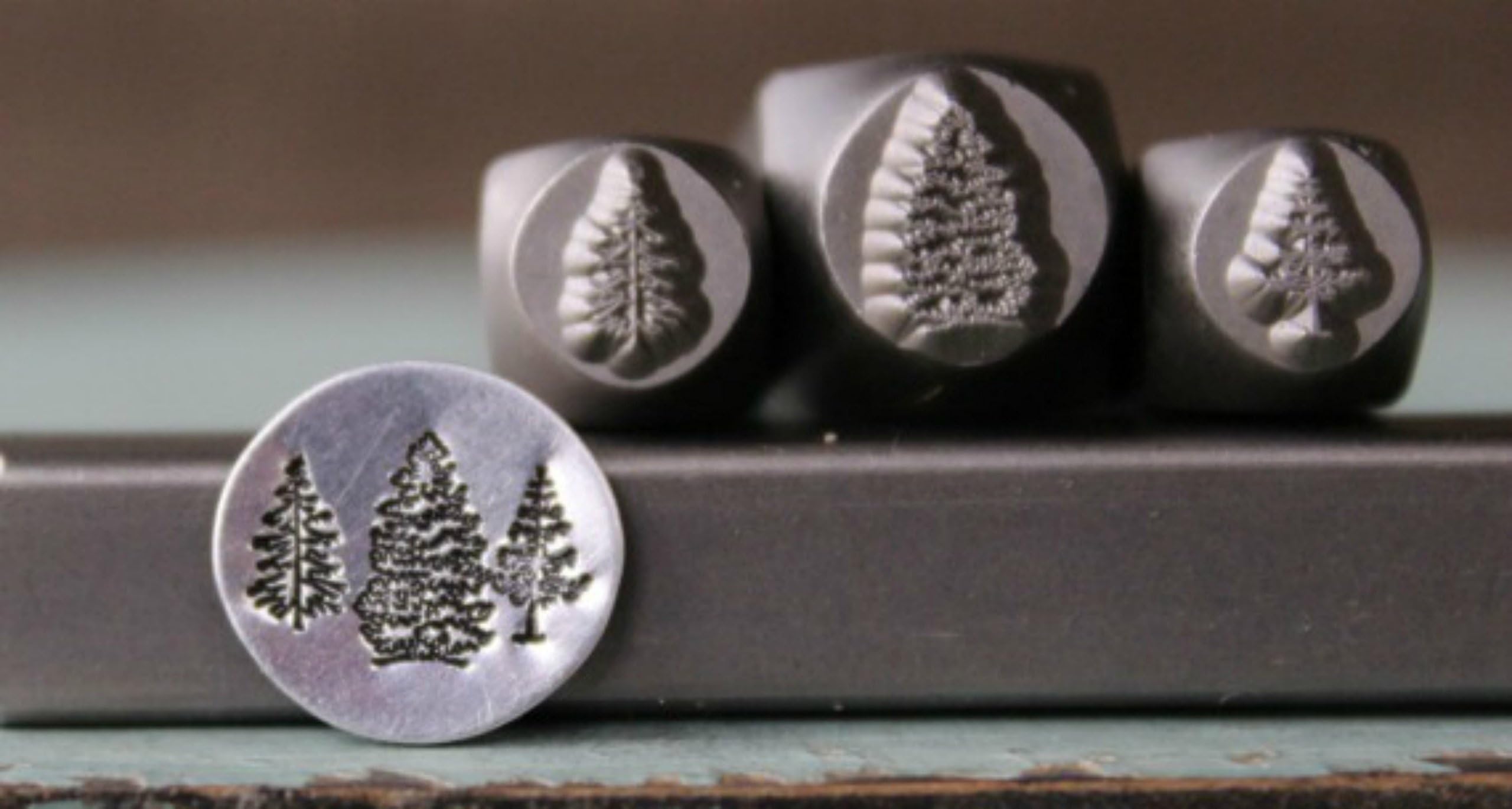 3 Stamp 8mm and (2) 6mm Pine Trees Metal Punch Design 3 Stamp Set - Supply Guy - CH-197198200