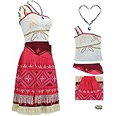 Jaugola Womens Hawaiian Princess Costume with Necklace Top Dress sets Halloween Ocean Theme Costume Party Outfit