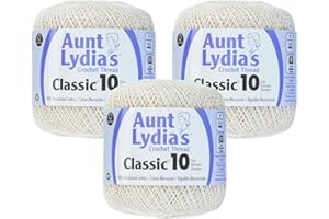 Aunt Lydia's Bulk Buy Crochet Cotton Classic Crochet Thread Size 10 (3-Pack) Antique White 154-0210