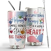 MEDROC Occupational Therapist Tumbler Stainless Steel 20oz, Work Of Heart Help Small Hands OT Gift For Birthday Christmas, OT Gift For Women Men Staff Boss, World Occupational Therapy Day Tumbler Wrap