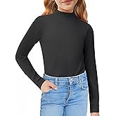 Arshiner Girls Long Sleeve Mock Turtleneck Shirts Slim Fit Casual Base Layer Top Tee