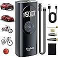 Tccbac Tire Inflator Portable Air Compressor for Car,Large Motor 2X Fast, Bike Pumps with 150 PSI High Pressure Gauge and LED Light,Tire Pump Auto Shut-Off Electric Air Pump for Car Ball Motorcycle