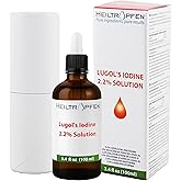 2.2% Lugol's Iodine Solution 3.4 Fl Oz | Pharmaceutical Grade Ingredients | Lugols Solution Made with Iodine and Potassium Iodide | Third-Party Tested | Heiltropfen&reg;