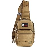 WOLF TACTICAL Men’s Sling Bag - EDC Concealed Carry, Lightweight, Laser-Cut MOLLE, Tan