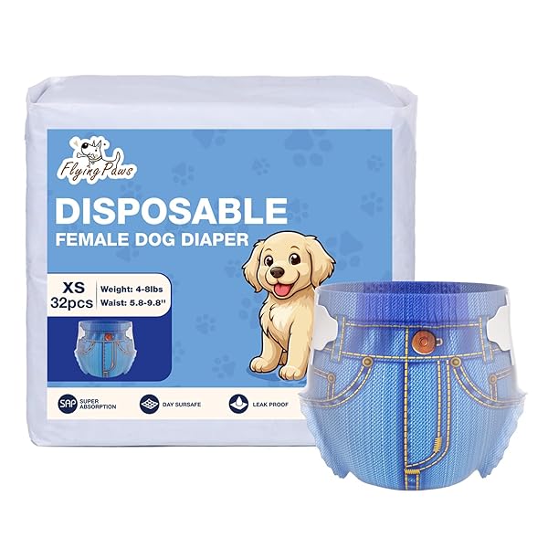 FLYING PAWS DOG DIAPERS FEMALE, DISPOSABLE DOG DIAPERS...