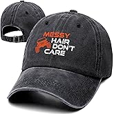 Messy Hair Don't Care Funny Retro Washed Cotton Baseball Cap, Adjustable Lightweight and Breathable Unisex Outdoor Sport Sun Hat, Gifts for Travelers Camper Lover Hunting Dad Mom Friend Coworker