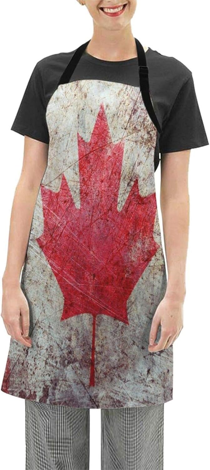 Aprons for Women Retro Canada Flag Canadian Maple Apron Cooking Cute Chef Kitchen