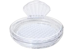 VercanMonth Sparkle Seashell Inflatable Kiddie Pool for Kids 47 Inch 3 Rings Mermaid Inflatable Baby Pool for Toddler Sea Shell Glitter Round Swimming Pools for Beach Backyard Outdoor Mermaid Party