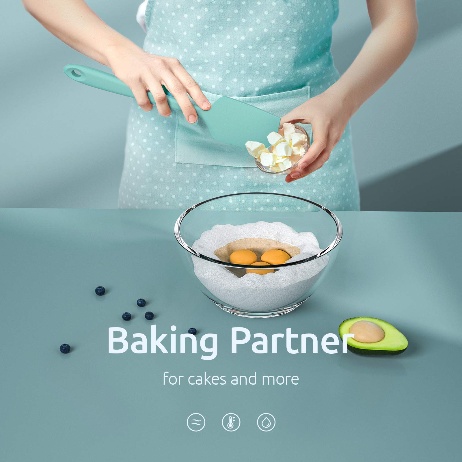 U-Tasteシリコンスパチュラセット、耐熱性315.6℃（ティール）