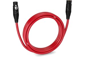 LyxPro 10 Feet XLR Microphone Cable Balanced Male to Female 3 Pin Mic Cord for Powered Speakers Audio Interface Professional Pro Audio Performance and Recording Devices - Red