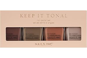NAILS INC Nails.INC Keep It Tonal Nail Polish Set, Long Lasting Nail Color, Cruelty Free, Vegan, 21 Free Formula, Includes Chamomile Street, Beech Gardens, French Ordinary Court, and Mansion House Street