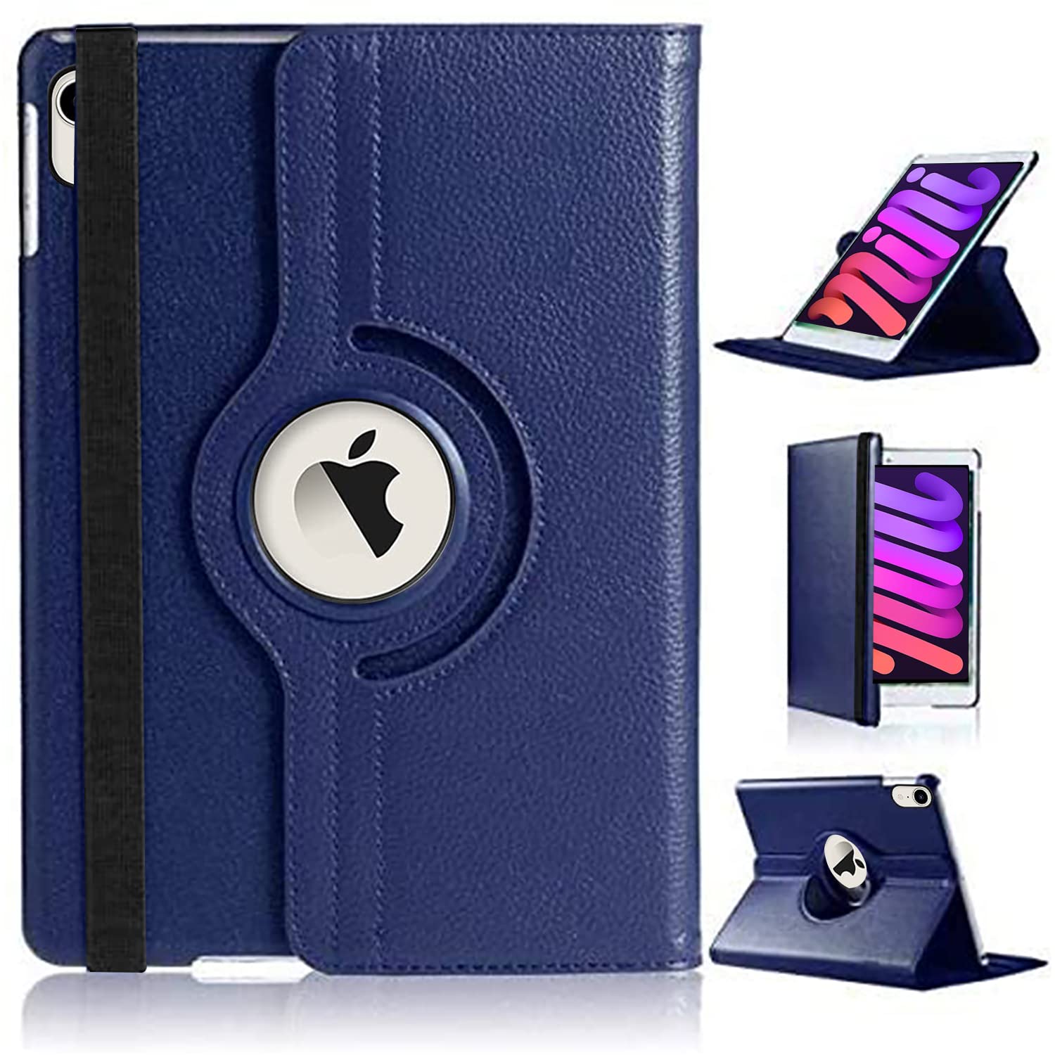 For iPad Mini 7/6 A17-Pro 7th/6th Generation Case 360° Rotating Stand Multi-Angle Viewing Auto Wake/sleep Shockproof Smart Folio Kids Friendly Protective Cover For iPad Mini 2024/2021 8.3" (BLUE)