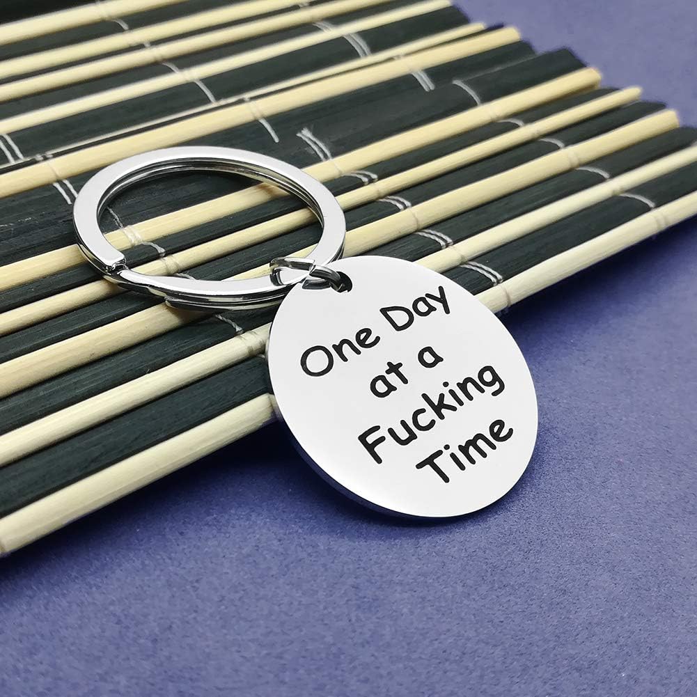 Sobriety Gift Keychain One Day at a Time Keychain AA Gift NA Recovery Sobriety Alcoholics Anonymous Recovery Gifts New Beginnings Gift Sober Stainless Steel Keyring - Image 5