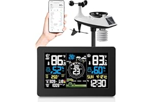 Zivron WiFi Weather Station Wireless Indoor Outdoor, Thermometer with Rain Gauge and Wind Speed/Direction, Large Display for Weather Forecast, Temperature, Humidity, Clock, Alarm, UV, Air Pressure