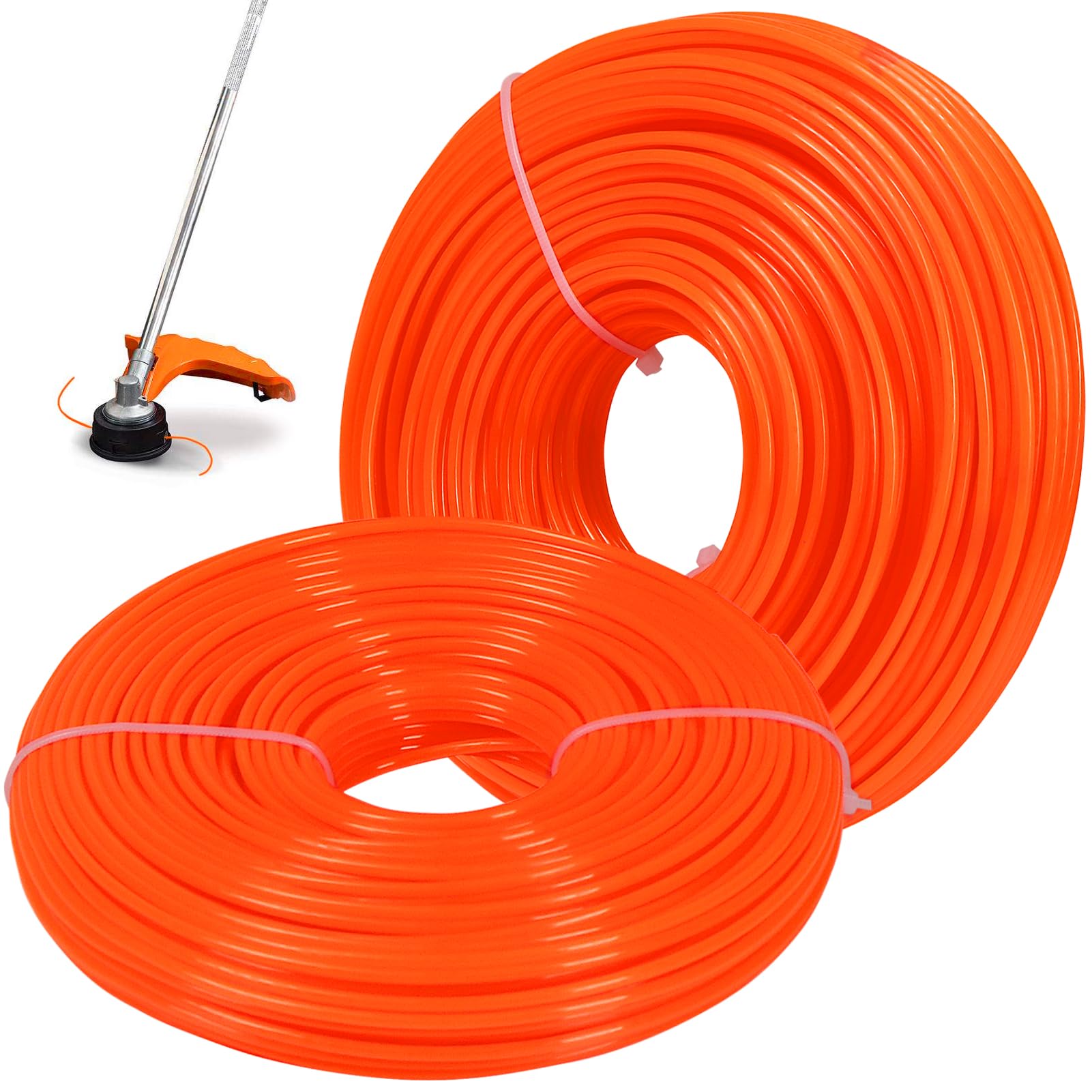 2.4mm Nylon Strimmer Wire, 328 Feet 100M Round Strimmer Line Strong Trimmer Cord for Garden Grass Trimmers Electric (Orange)