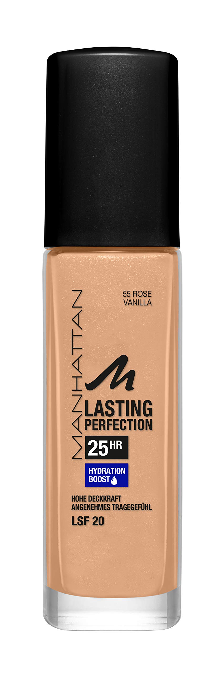 Manhattan Lasting Perfection 25 Hour Make Up Rose Vanilla 55 Moisturising Foundation Long Lasting High Coverage for a Flawless Complexion 30ml