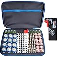 YAWEWYA Battery Organizer Storage Case with Tester:Battery Holder Box Garage Organizer Battery Vault Daddy Box with Zipper Mesh Pocket Fit for 18650 Batteries AA AAA C D 9V etc