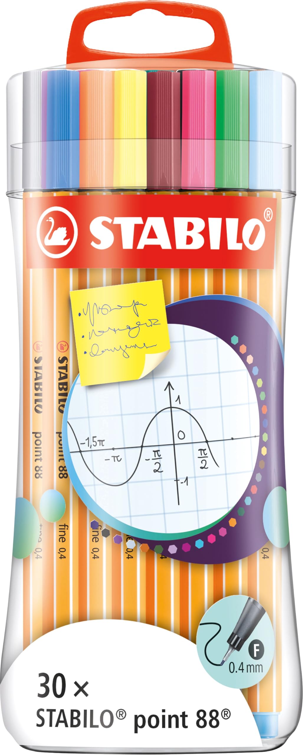 STABILO Stable Marker Pen Fibre Tip 88 Sleeve Case of 30 Assorted Colours