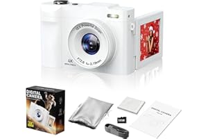 ZHIXJIA 4K Digital Camera for Photography- 50MP Autofocus Vlogging Camera with 2.8" 180°Flip Screen, 18X Digital Zoom- Compact Point and Shoot Camera with 32GB TF for YouTube, Travel, Beginners, White