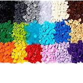 Bricks Tiles 1&times;1 Classic Building Blocks, 1500pcs Flat Parts and Pieces | Smooth Plate Pixel Art Mosaic Dots Bulk Lots, MOC Accessories, Compatible with 3070 Multicolor