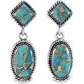 Turquoise Earrings 925 Sterling Silver & Genuine Gemstone